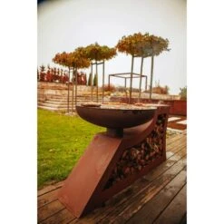 Ferrum Art Design Feuerstelle L-Form Rost -Grill und Flamme 1310713 10