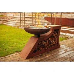 Ferrum Art Design Feuerstelle L-Form Rost -Grill und Flamme 1310713 4