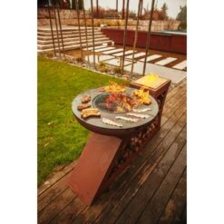 Ferrum Art Design Feuerstelle L-Form Rost -Grill und Flamme 1310713 6