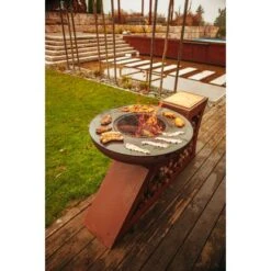 Ferrum Art Design Feuerstelle L-Form Rost -Grill und Flamme 1310713 7