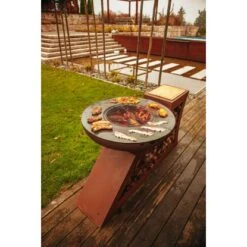 Ferrum Art Design Feuerstelle L-Form Rost -Grill und Flamme 1310713 8
