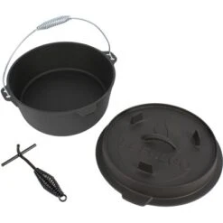 El Fuego Dutch-Oven Gusseisen 7,2 L Deckel 1,8 L Schwarz -Grill und Flamme 194126 2240 S 05