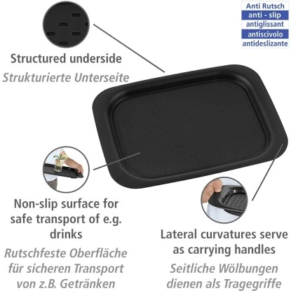 Wenko Anti-Rutsch Serviertablett XL Black Outdoor Kitchen Schwarz 2 Wenko Anti-Rutsch Serviertablett XL Black Outdoor Kitchen Schwarz – Bild 2