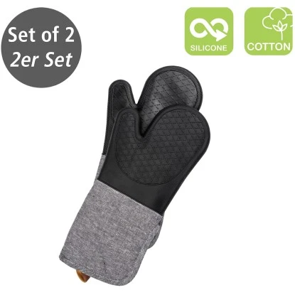 Wenko Topfhandschuhe Ada 2er-Set Silikon-Handflächen Schwarz 1 Wenko Topfhandschuhe Ada 2er-Set Silikon-Handflächen Schwarz