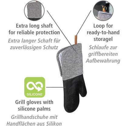 Wenko Topfhandschuhe Ada 2er-Set Silikon-Handflächen Schwarz 3 Wenko Topfhandschuhe Ada 2er-Set Silikon-Handflächen Schwarz – Bild 3