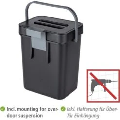 Wenko Abfallsammler Mit Griff Tago Black Outdoor Kitchen 5 L -Grill und Flamme 4008838383353 1068 04