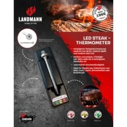 Landmann LED Grillthermometer 86 Mm X 6 Mm Schwarz-Edelstahl