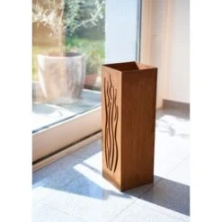 Gartenfreude FeuersäuleDesign Wellen Edelrost 16 X 16 X 50 Cm -Grill und Flamme 753063 4655 02