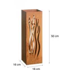 Gartenfreude FeuersäuleDesign Wellen Edelrost 16 X 16 X 50 Cm -Grill und Flamme 753063 4655 04
