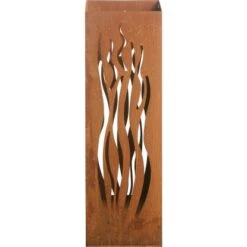 Gartenfreude FeuersäuleDesign Wellen Edelrost 16 X 16 X 50 Cm -Grill und Flamme 753063 4655 05
