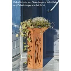 Gartenfreude FeuersäuleDesign Wellen Edelrost 16 X 16 X 50 Cm -Grill und Flamme 753063 4655 07
