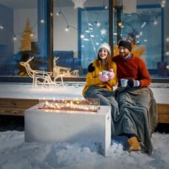 Amare Gas-Feuerstelle Für Den Außenbereich Weiß -Grill und Flamme 765591 4655 04