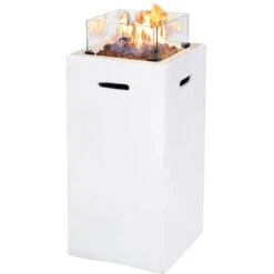 Amare Gas-Feuerstelle Für Den Außenbereich Quadratisch Weiß