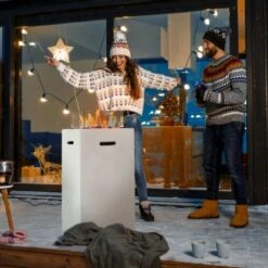 Amare Gas-Feuerstelle Für Den Außenbereich Quadratisch Weiß -Grill und Flamme 765603 4655 03