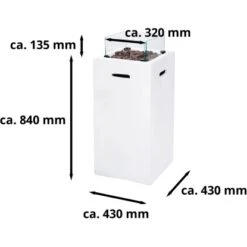 Amare Gas-Feuerstelle Für Den Außenbereich Quadratisch Weiß -Grill und Flamme 765603 4655 07