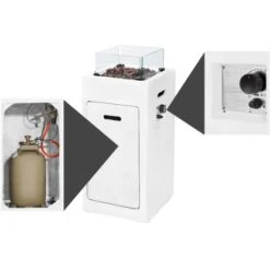 Amare Gas-Feuerstelle Für Den Außenbereich Quadratisch Weiß -Grill und Flamme 765603 4655 08