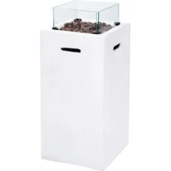 Amare Gas-Feuerstelle Für Den Außenbereich Quadratisch Weiß -Grill und Flamme 765603 4655 12