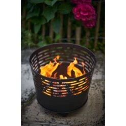 Gartenfreude Design Feuerstelle Ø 39 Cm Schwarz -Grill und Flamme 765609 4655 02