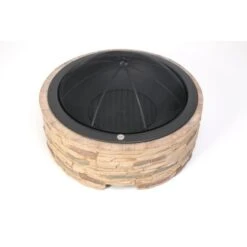 Westmann Feuerstelle Mit Abfanggitter Steinoptik -Grill und Flamme 8346603 1741 WMLG909 01