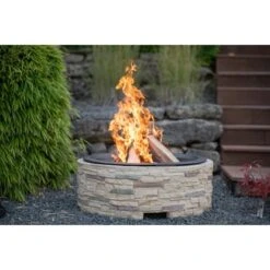 Westmann Feuerstelle Mit Abfanggitter Steinoptik -Grill und Flamme 8346603 1741 WMLG909 05