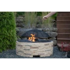 Westmann Feuerstelle Mit Abfanggitter Steinoptik -Grill und Flamme 8346603 1741 WMLG909 07