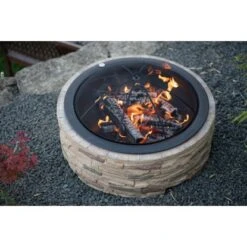 Westmann Feuerstelle Mit Abfanggitter Steinoptik -Grill und Flamme 8346603 1741 WMLG909 08