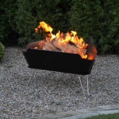 VASNER Merive M1 Feuerschale Niedrig Abgerundet Schwarz -Grill und Flamme sign garten terrasse mood7 1